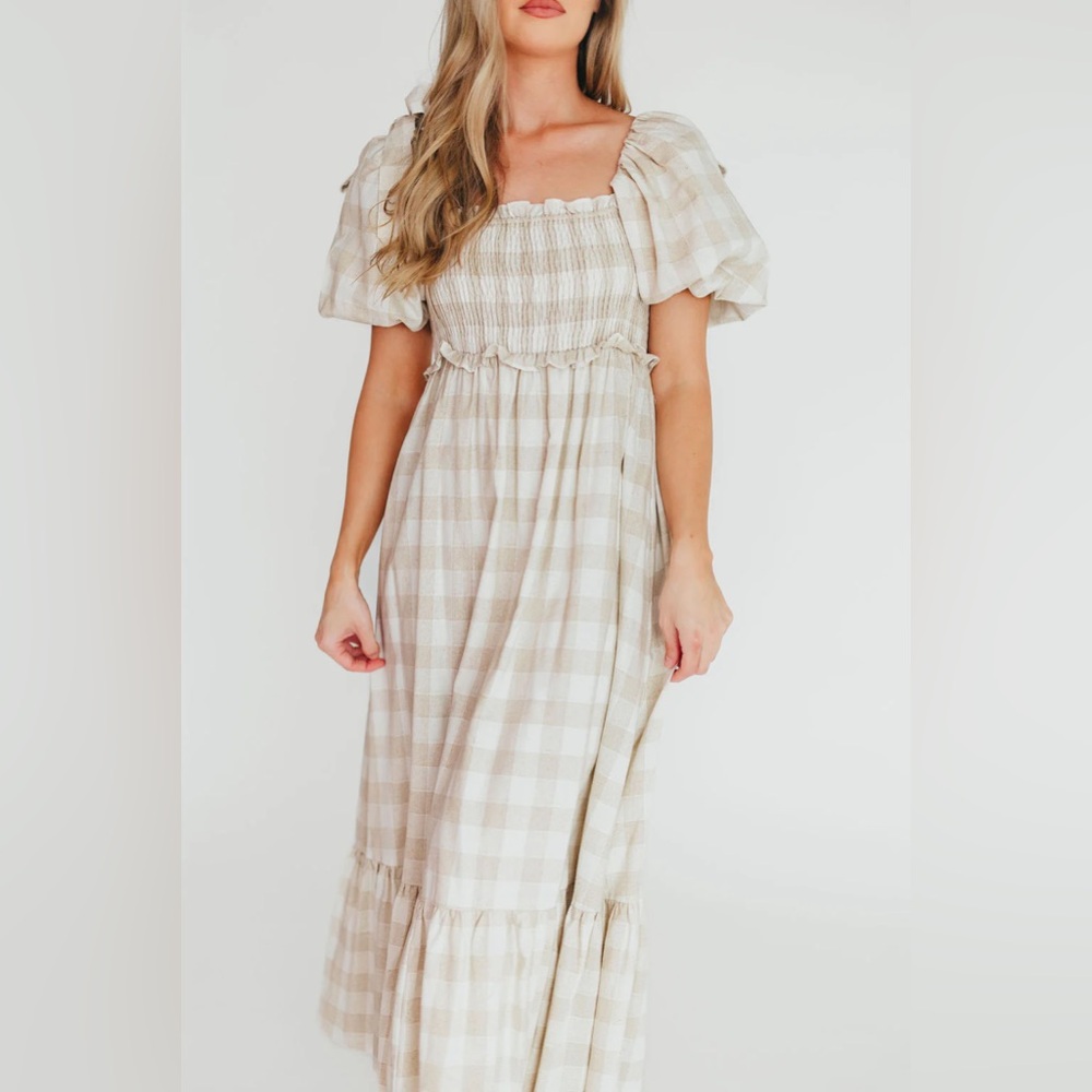 Addyson Elena Maxi Dress in Natural Multi - Cotton/Linen Blend - Bump Friendly